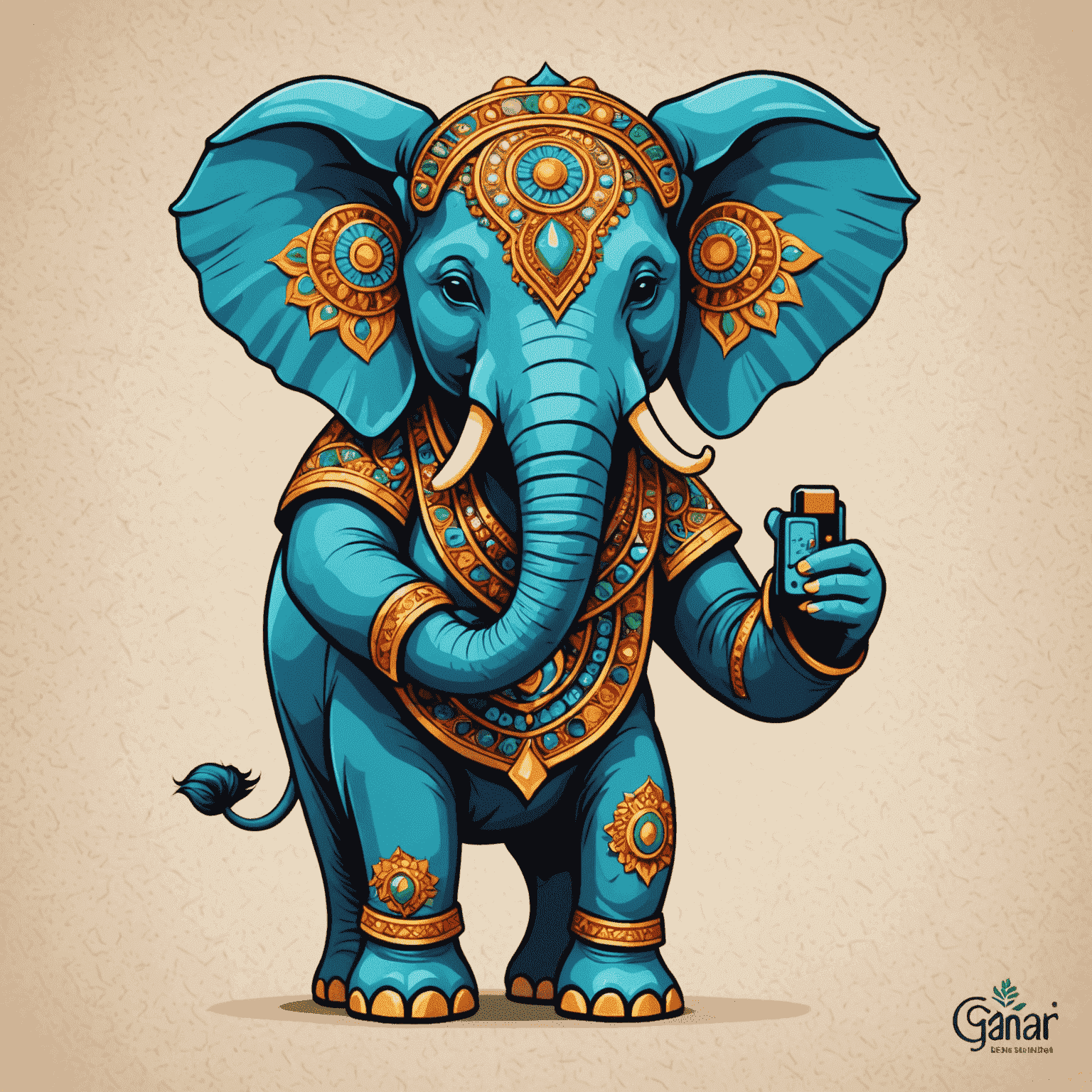 GamifyBharat Logo: A stylized elephant holding a game controller, with vibrant colors representing Indian art and technology